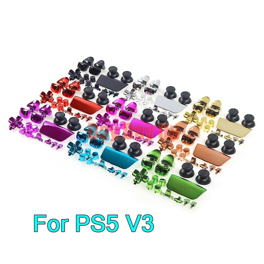 غطاء غلاف بمفتاح من الكروم لـ PS5 ، عصا تحكم زر V3 ، مقبض V3.0 ، كروم ، ABXY ، L1 ، L2 ، R1 ، R2 ، R2 ، مجموعة واحدة ، مجموعة واحدة