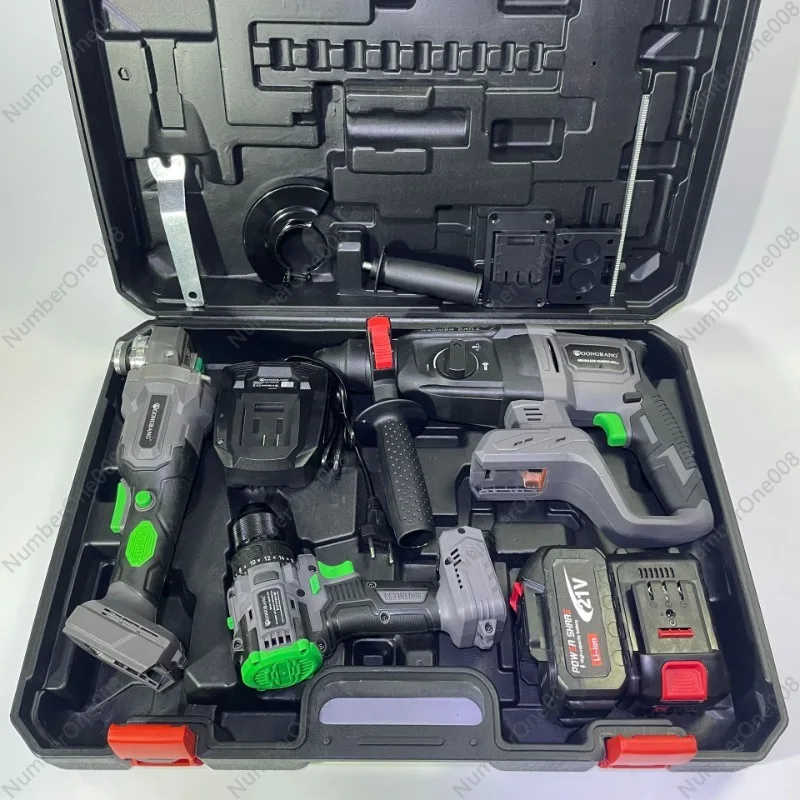 GB Lithium Battery Brushless Tool 3-piece Set 240910B (electric Drill + Angle Grinder + Electric Hammer)