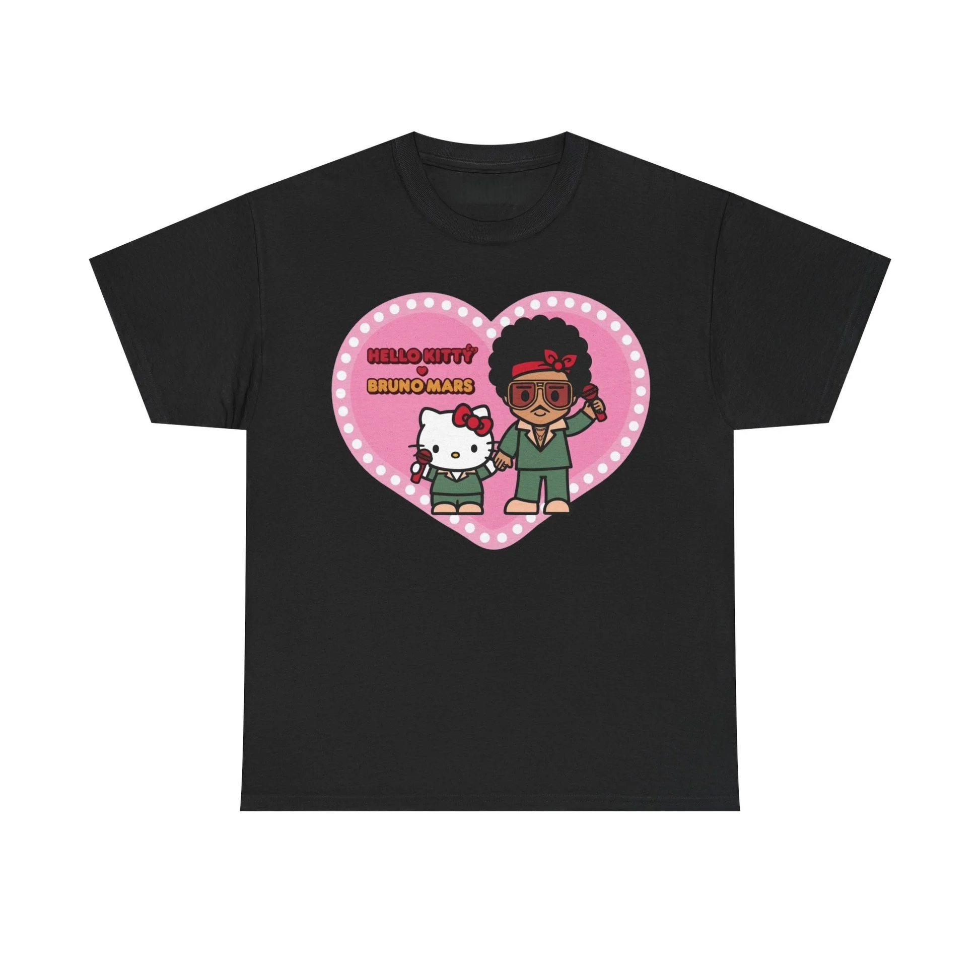 2026 Hello Kitty Bruno Mars Cartoon T-shirt Men Women Summer 100 Cotton Y2K Clothing Casual Fashion Oversized Short Sleeved Tee