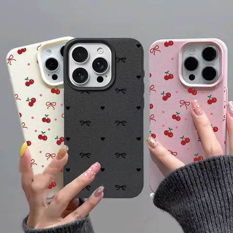 Pink Black Bowknot Lichee Pattern Phone Case For Xiaomi Redmi 14C 13 12C 12 Note 14 13 Pro 12 11 10 Pro 11S 10S 10C 4G 5G cover