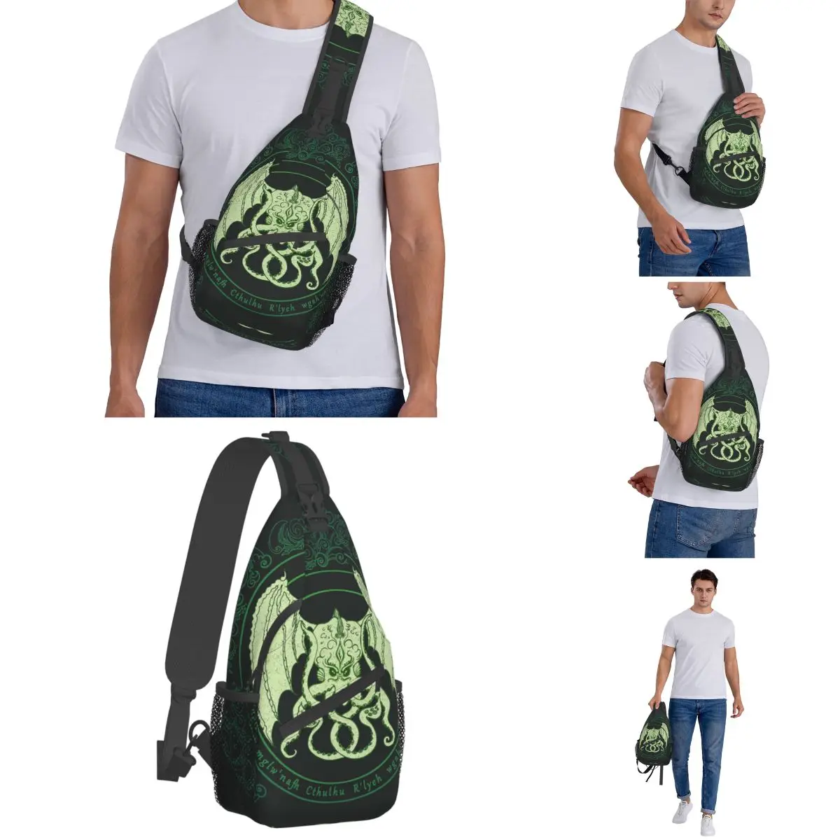 A Chamada De Cthulhu Filme Pequeno Sling Bag Peito Crossbody Ombro Sling Mochila Caminhadas Ao Ar Livre Daypacks anime japão Homens Mulheres