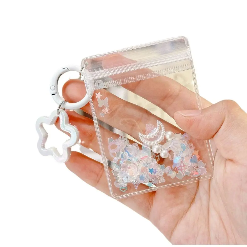 

Waterproof Cartoon Shake Glitter Bag Transparent Beads Cartoon Doll Storage Bag Five-pointed Star with Keychain
