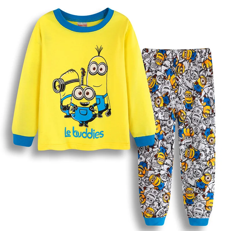 Quente desprezleme minion série pijamas infantis 2 pçs conjunto meninos meninas dos desenhos animados manga longa pijamas crianças moletom casa wear