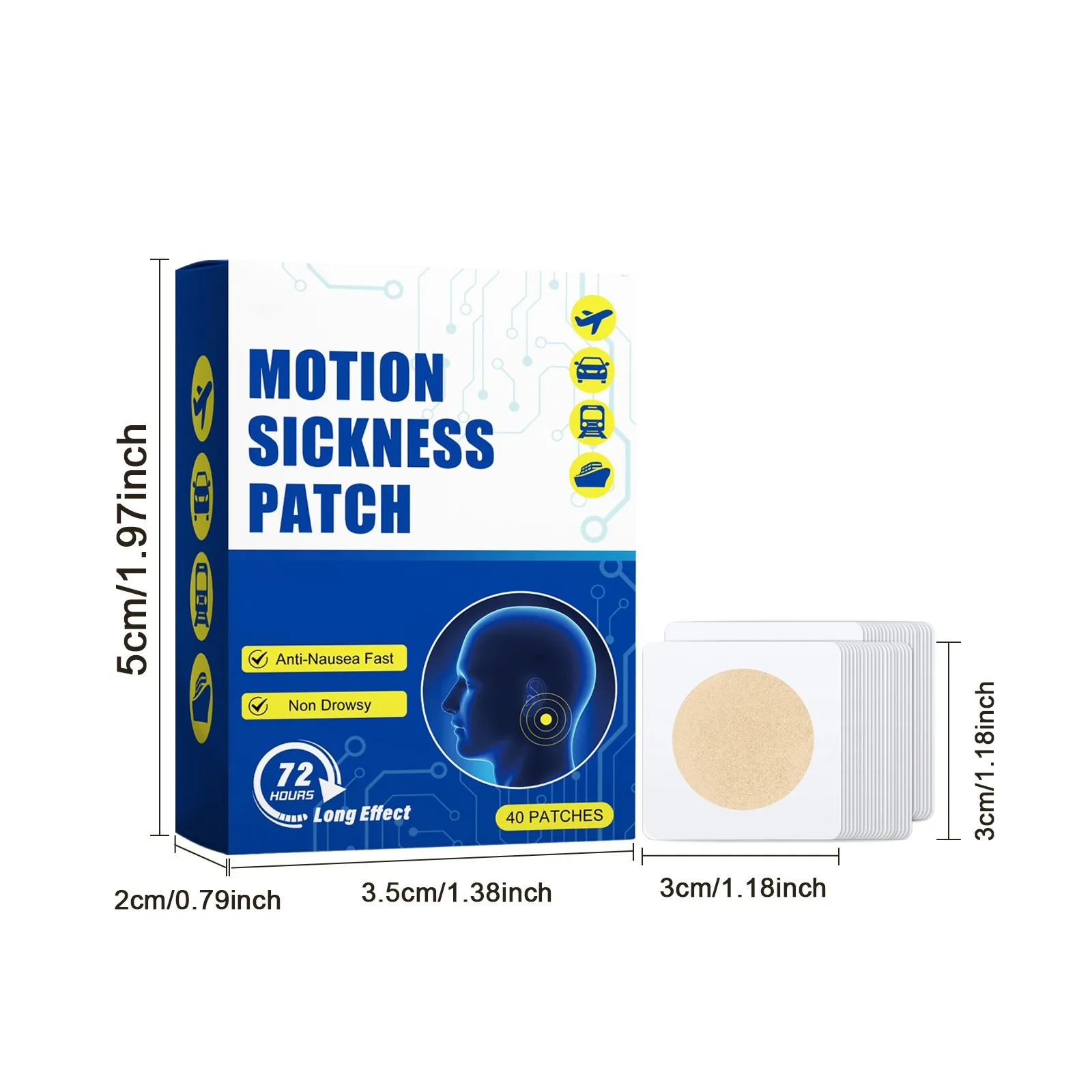 

40 Pieces Of Motion Sickness Patches Dizziness And Seasickness Patches No Side Effects Suitable For Traveling By Car Ship
