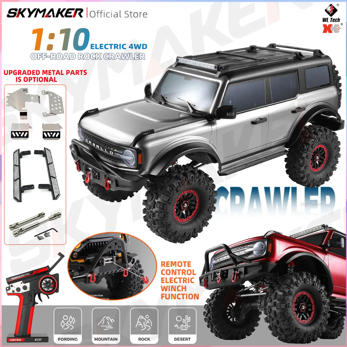 

Wltoys 104020 1/10 Professional RC Car Off Road 4x4 2.4G 4WD Remote Control Cars 45 Minutes Working Time Climbing Car Adult Toy