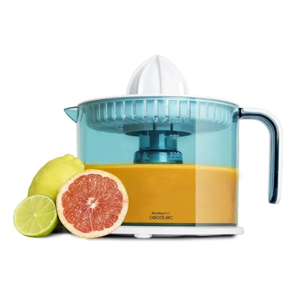 Cecotec ZitrusEasy Basic Electric Orange Juicer. 40 W, 1 Litre Drum BPA Free, Double Spinning Sense, Double Cone