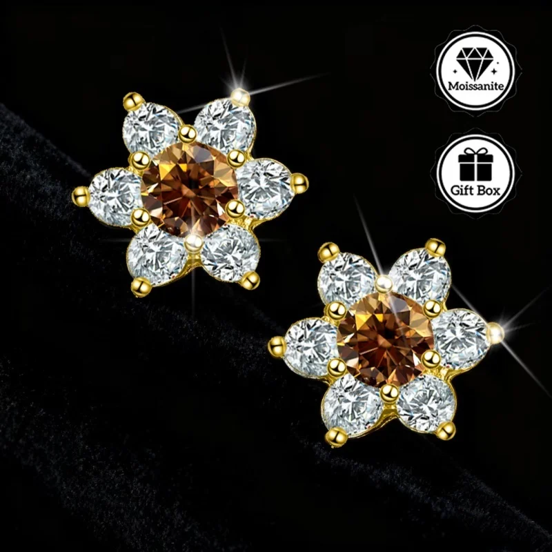 LAMVOICE Schmuck für Damen/Ohrstecker mit 1 Karat Moissanit, hypoallergene Ohrringe, Weihnachtsgeschenk, hochwertiger Schmuck