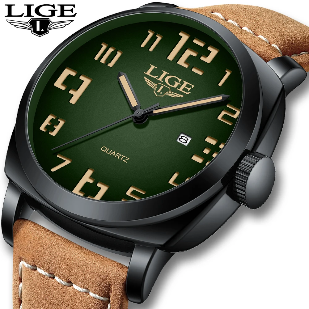 

LIGE Fashion Mens Exquisite Wacth Leather Quartz Wristwatch Business Gentle Clock Casual Watch For Men Elegant Relogio Masculino