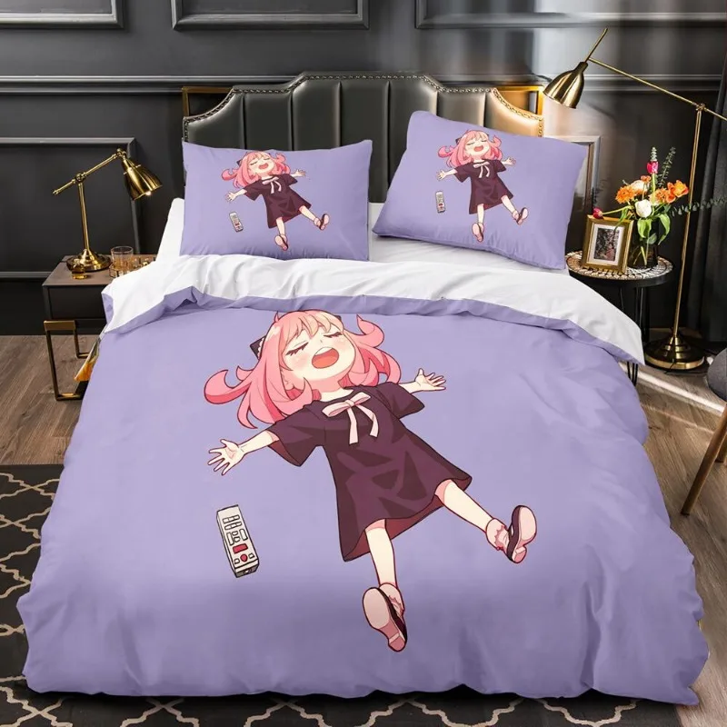 

SPY FAMILY Anime Peripheral Pillowcase Quilt Cover Anya Yor Loid Cartoon Three Piece Set Bedding Birthday Gifts