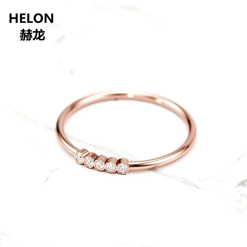 

Solid 14k Rose Gold Natural Diamonds Engagement Wedding Ring Women Anniversary Band Party Trendy Fine Jewelry