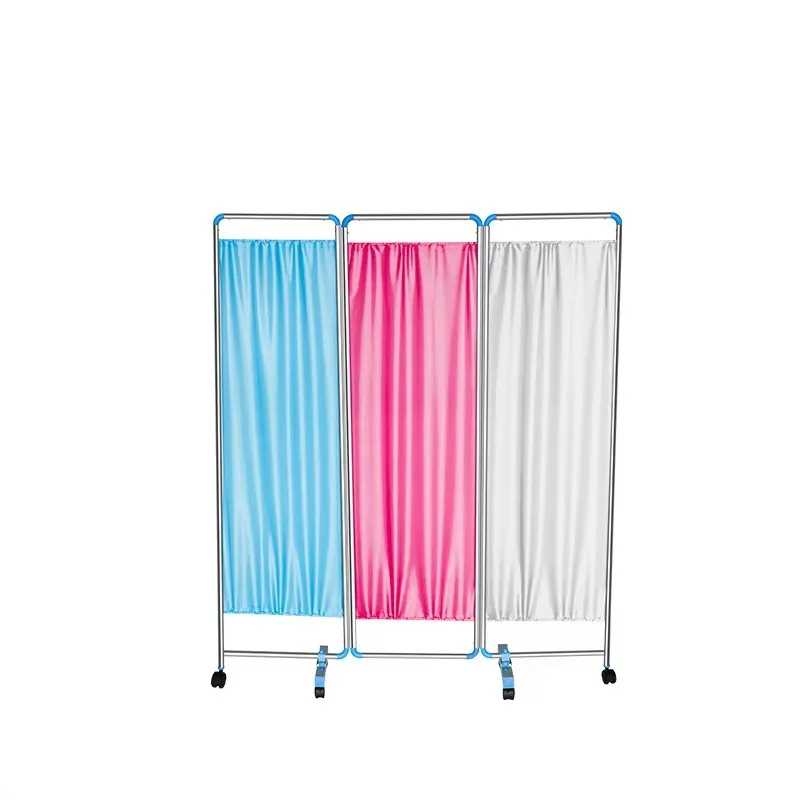 Movable Foldable Stainless Steel Hospital Ward Screen 4 Folds Medical Folding Screen Furniture