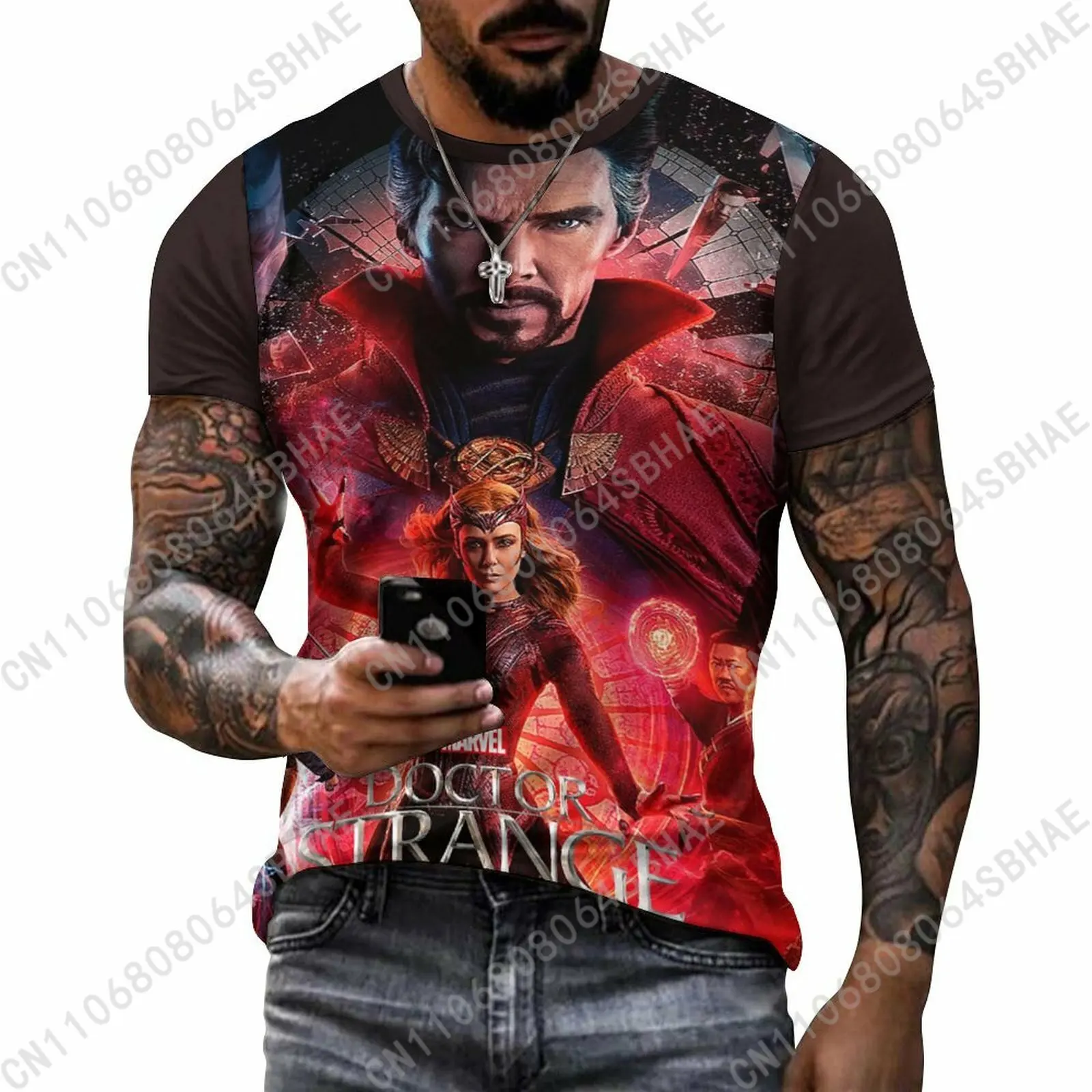 

Marvel Doctor Strange Custom Pattern Men's Cotton T-Shirt Short Sleeve Tee Men Tops Personalized Tshirt Summer Cosplay