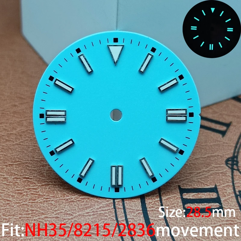 28.5mm sterile luminous yellow black blue green watch dial is suitable for NH35/8215/2836 movement watch accessories