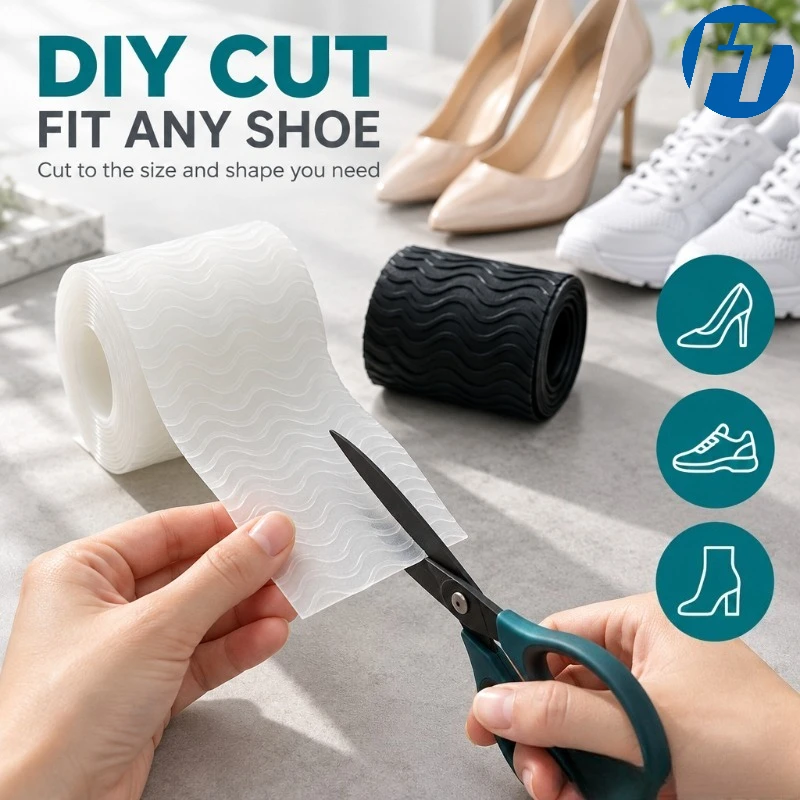 1PC Self Adhesive Shoe Sole Protector Tape, Wave Texture Anti Slip Wear Resistant Pads for High Heels Sneakers and Leather Shoes