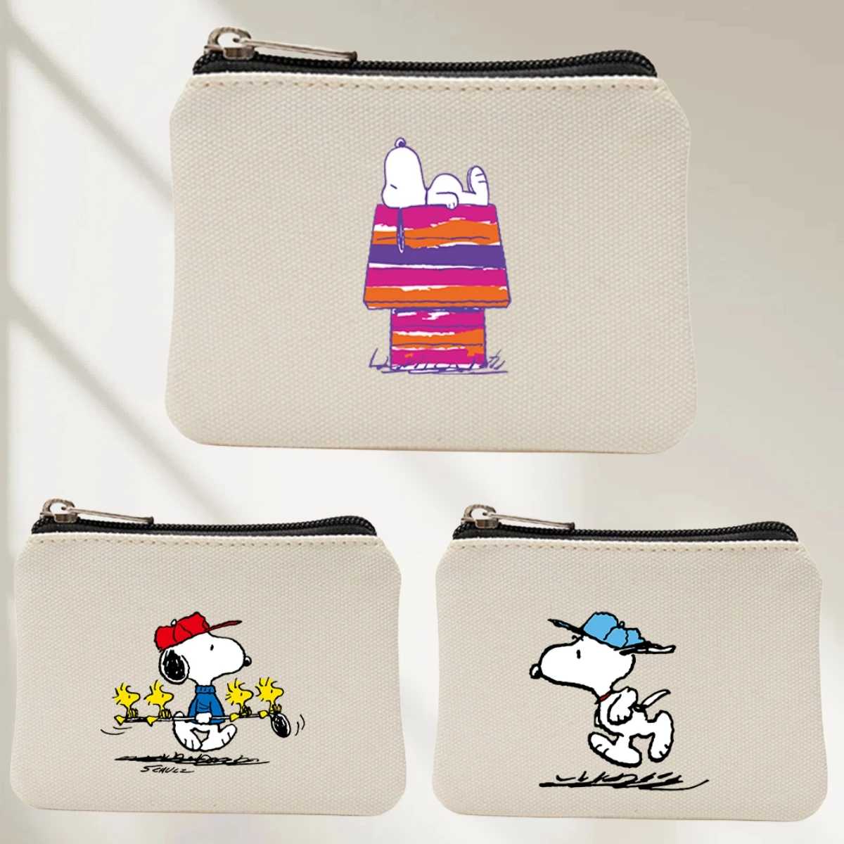 

Anime Fashion New Snoopy Pocket Canvas Coin Purse Kawaii Cartoon Girl Boy Portable Card Holder Keychain Storage Bag Pouch Wallet