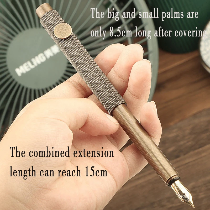 Creative Retro Brass Metal Mini Pocket Portable Short Fountain Pen Business Multi-functional Tools Pen Gift Stationery Supplies