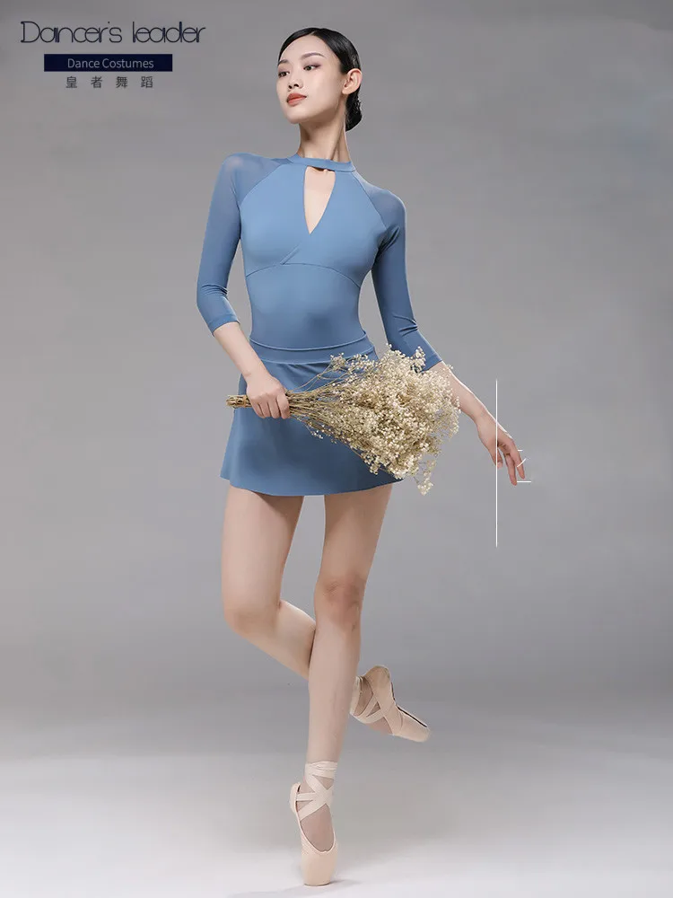 여성용 발레 레오타드, 작은 V넥 스탠드 칼라 댄스 의상, 성인 체조 레오타드 발레리나 무대 의상