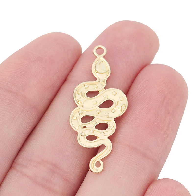 5 x Antique Gold Color Long Snake Serpent Connector Charms Pendants for Necklace DIY Jewelry Making Accessories 35x14mm