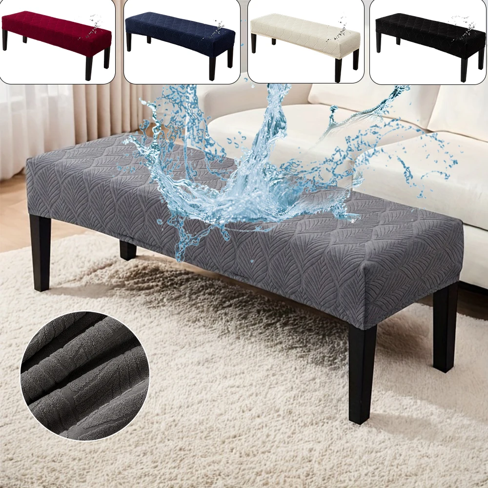

1PC Waterproof Jacquard Dining Bench Covers Living Room Bedrooms Kitchen Washable Anti-Dust Removable Bench Full Wrap Slipcovers