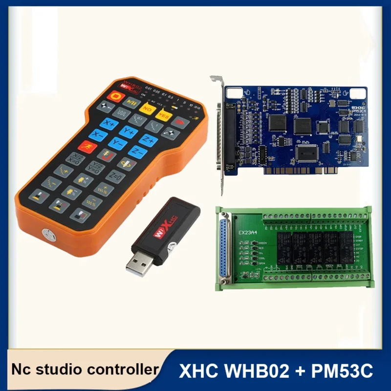 Kit CNC PM53C nc studio controller a 3 assi V8 compatibile sistema di controllo weihong Maniglia per telecomando wireless USB XHC WHB02
