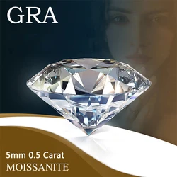 Mit gra zertifizierten echten losen Moissan ite Edelstein Schmuck Zubehör aus gezeichnete Runds chliff 5mm 0,5 Karat Labor diamant für Ring