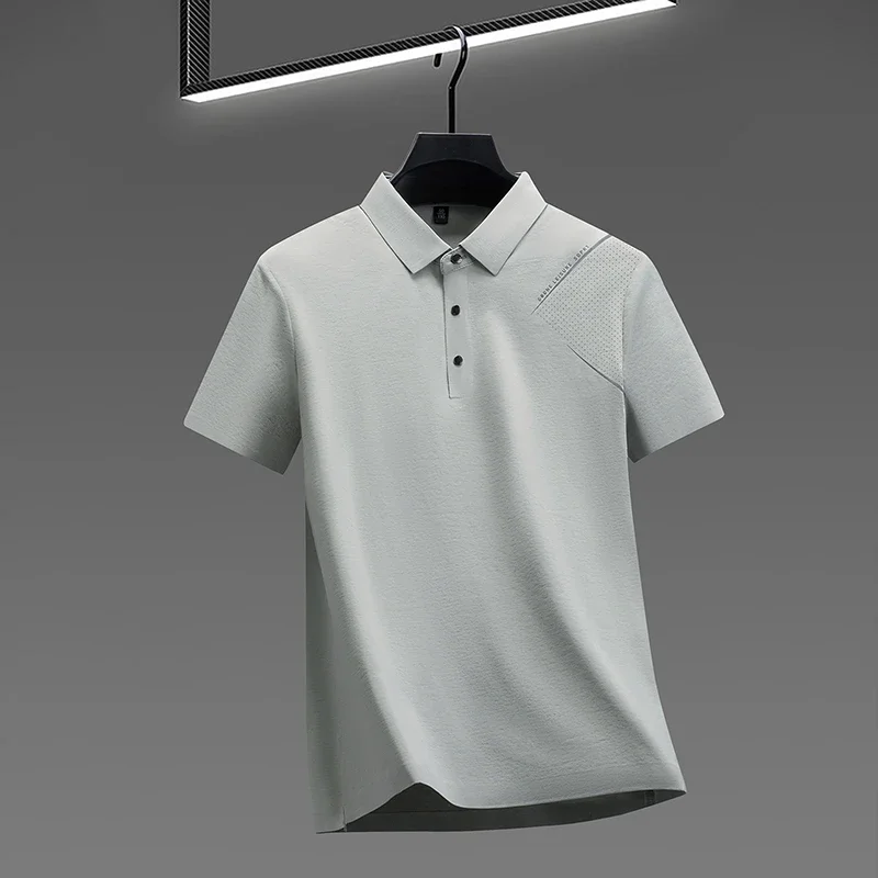 Herren Mode-Poloshirt mit Diagonallinien-Print aus Weichem, Atmungsaktivem Stoff Kurzarm-T-Shirt mit Kragen