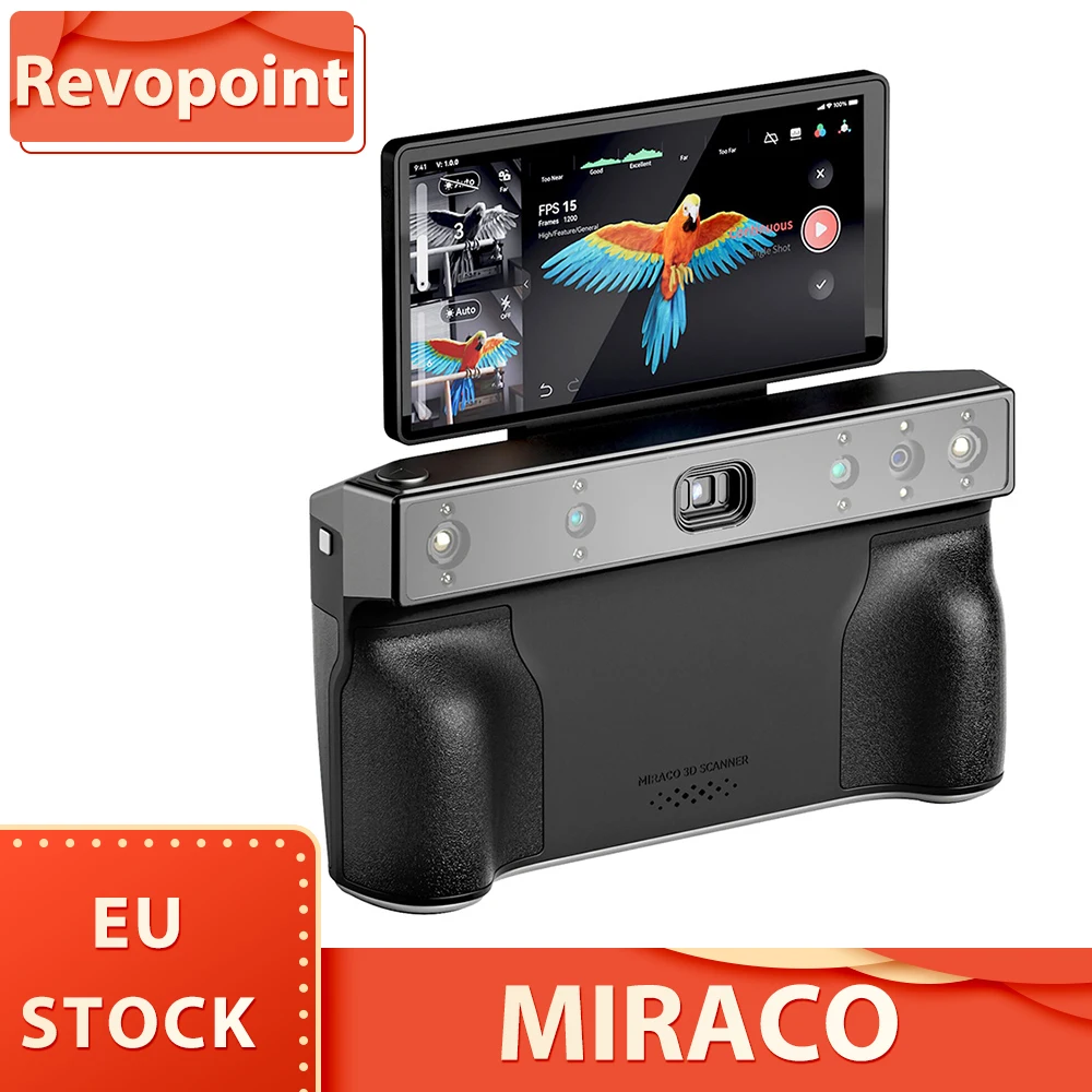 Revopoint MIRACO 3D Scanner with 16GB RAM, 0.02mm High Precision, 15fps Scanning Speed, 8K Color Capture, 180° Rotating Screen