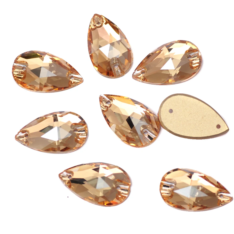 3230 Drop Golden Shadow Sewing Rhinestones Glass Crystal Flatback Sew On Stones for Garment