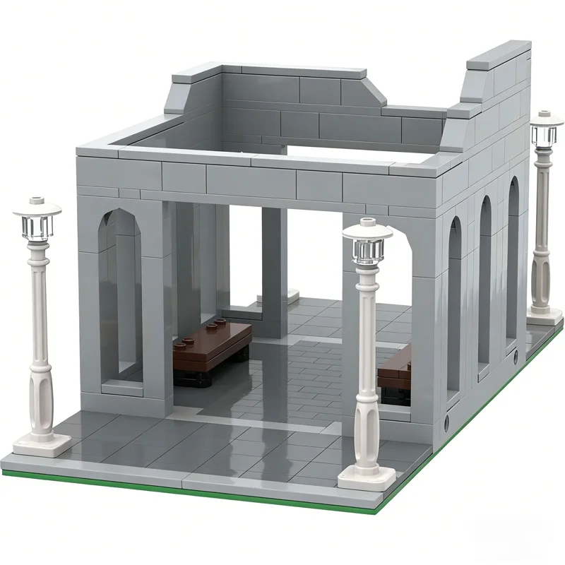 327pcs MOC Modular Streetscape Ruins Seating Area Model Building Blocks Christmas Gifts Architecture Toy Idea Education Brick