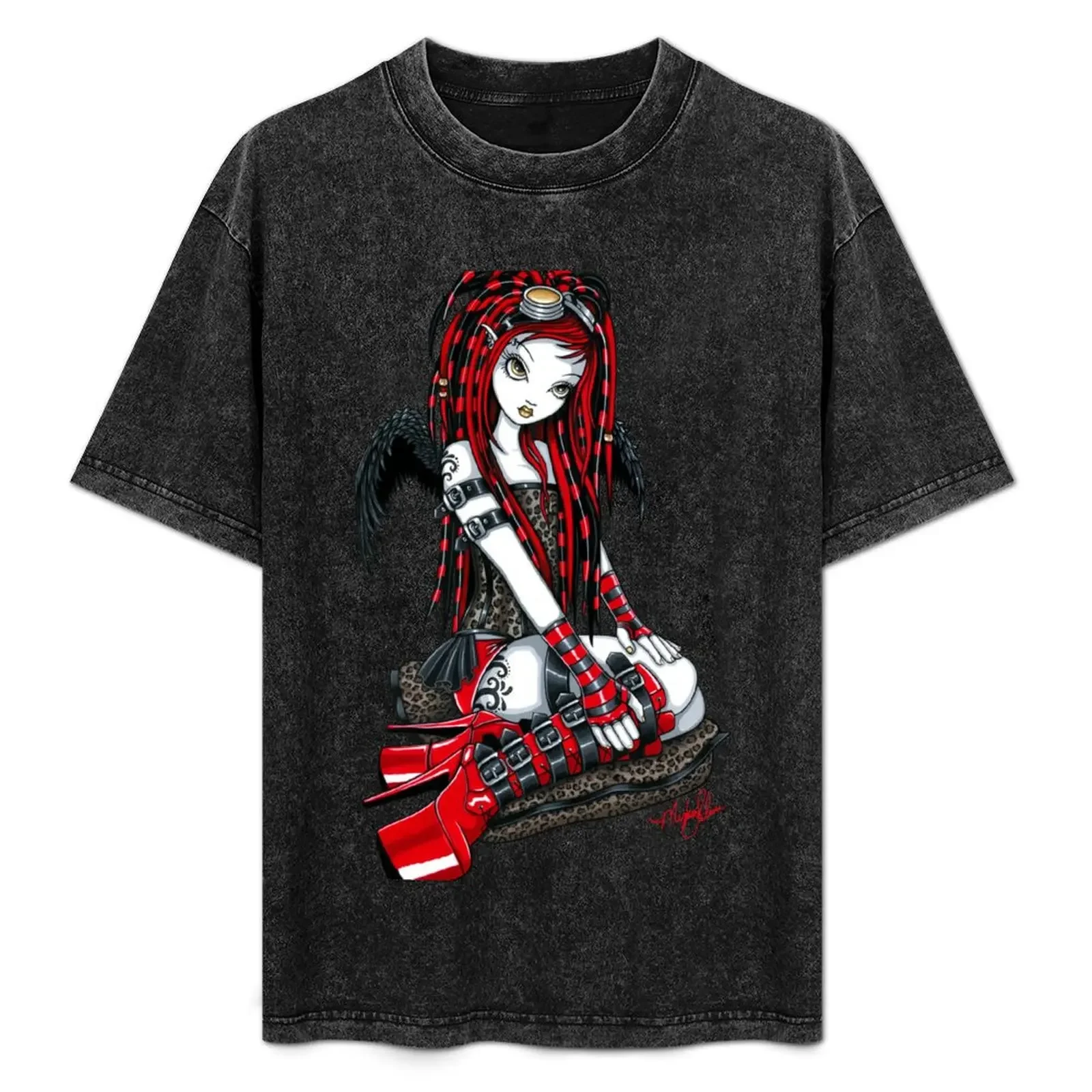 

Crimson Cybergoth Leopard print Cyberlocks Angel T-Shirt blacks Man t-shirt funny meme t-shirts mens t shirts pack