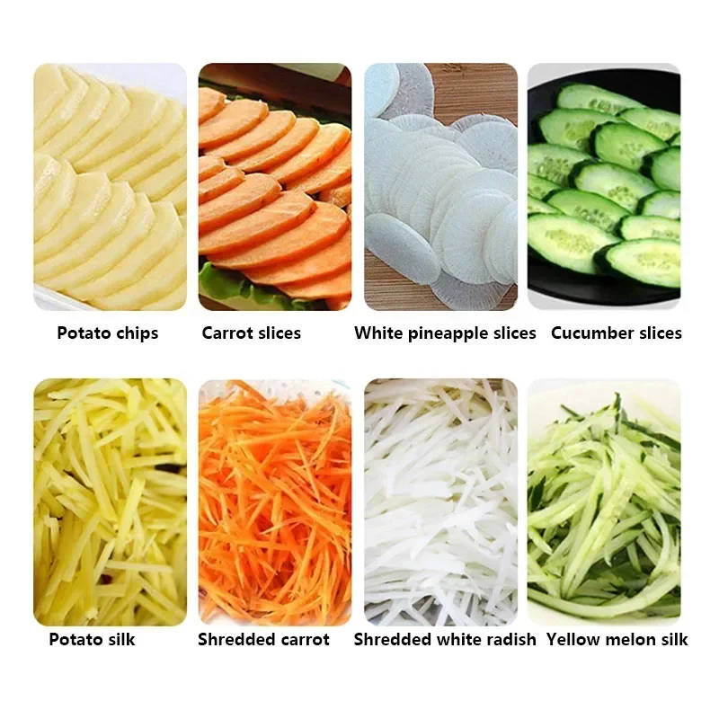 

Commercial Stainless Steel Multifunctional Electric Potato Slicer Full-Automatic Radish Shredding Machine for Kitchen