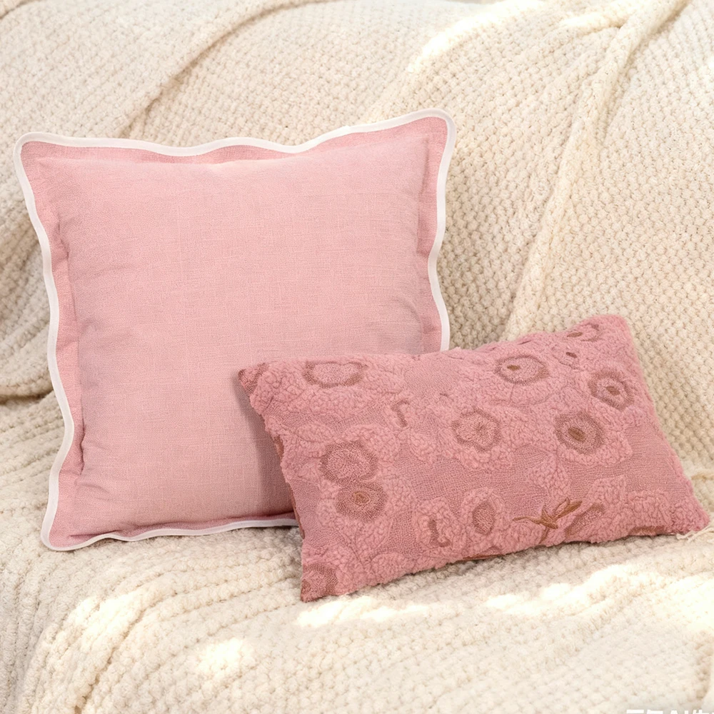 BUYNOW-funda de almohada rosa dulce, funda de cojín con lazo cuadrado a rayas, decoración del hogar para sala de estar, sofá, dormitorio, fundas para cojines sala