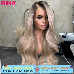 Highlights Ash Blonde 180 Density 13x6 Lace Frontal Wig Preplucked Brazilian Human Hair Transparent Lace Frontal Wig For Women