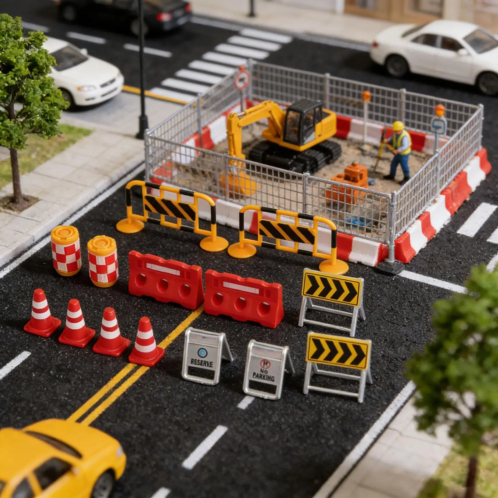 14Pcs Miniature Traffic Road Signs Models,Street Warning Gift Learning Recognize Colors Secure Educational Playset for Kids