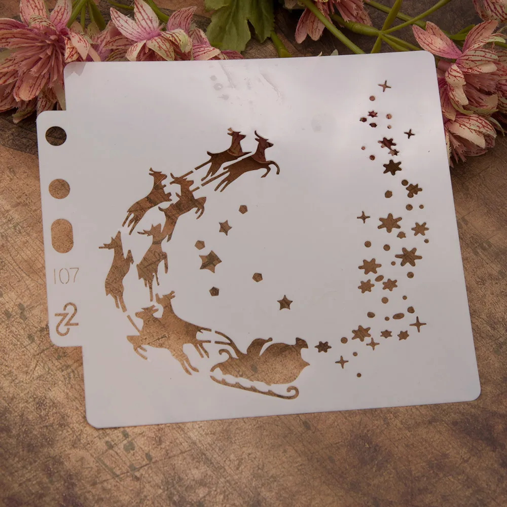 DIY Stencil Template, Happy Christmas Reusable Stencils for DIY Craft Drawing Painting Card Making Scrapbooking S107