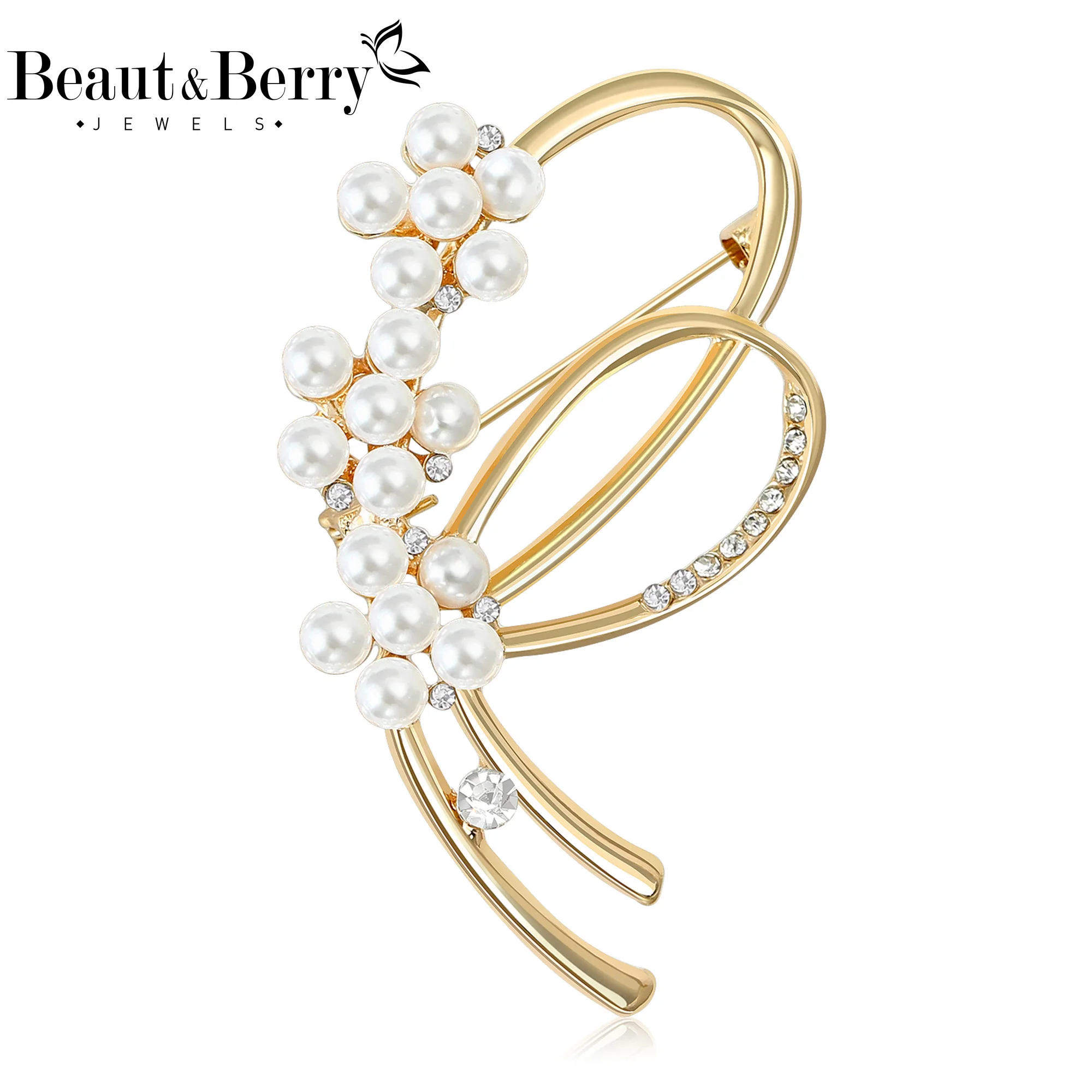 

Beaut&Berry Luxury Pearl Bow Brooches for Women Unisex Lapel Pins Casual Party Jewelry Accessories Gifts Decoration