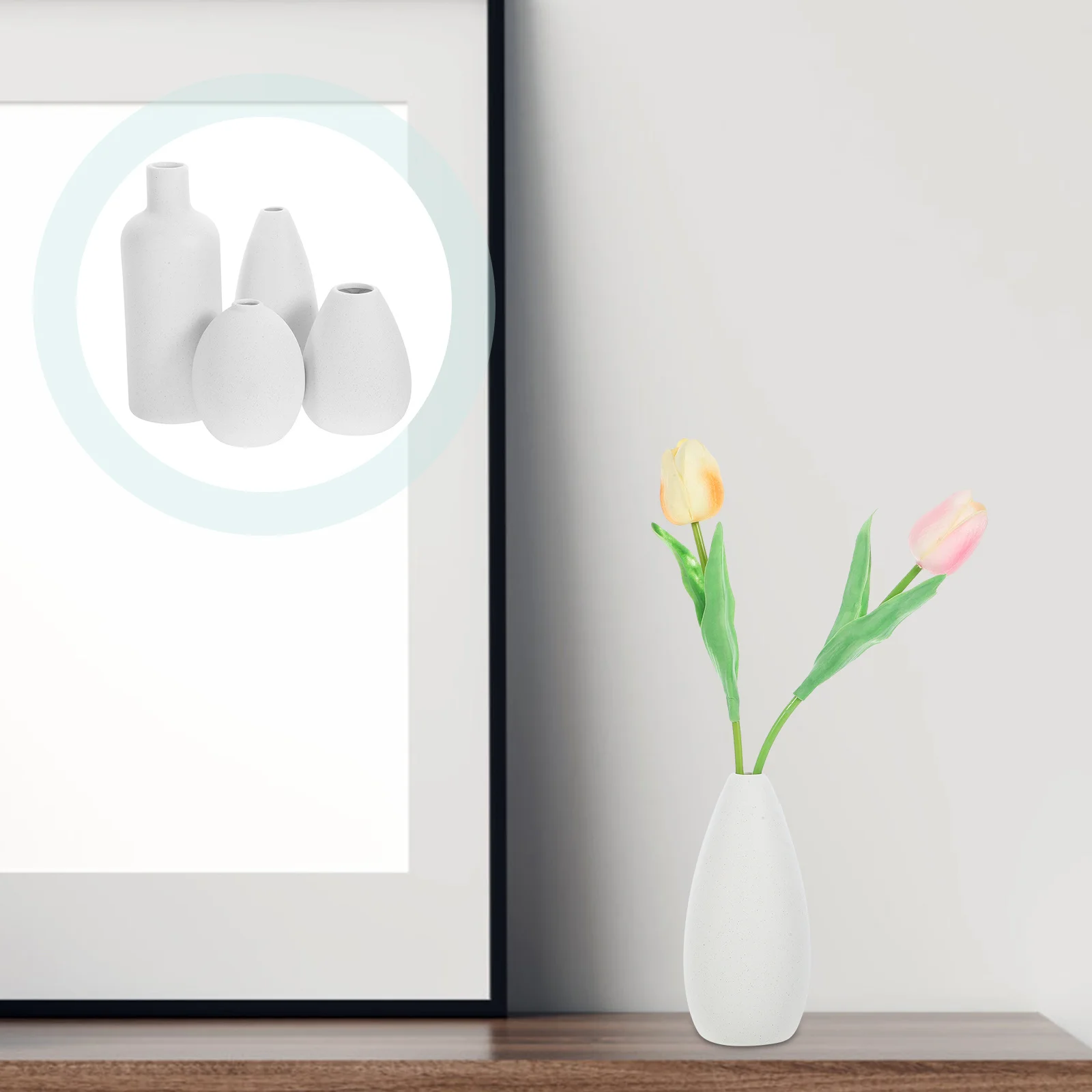 

4Pcs Nordic Style Ceramic Flower Vases Minimalist Design Flower Arrangement for Dining Table Coffee Balcony