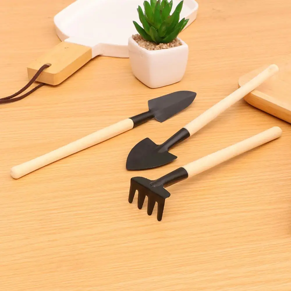 Mini Potted Tools Garden Three-piece Mini Potted Hoe Plants Set Patio Metal Flower Pot 12 Home Succulent Plant Gardening Loose