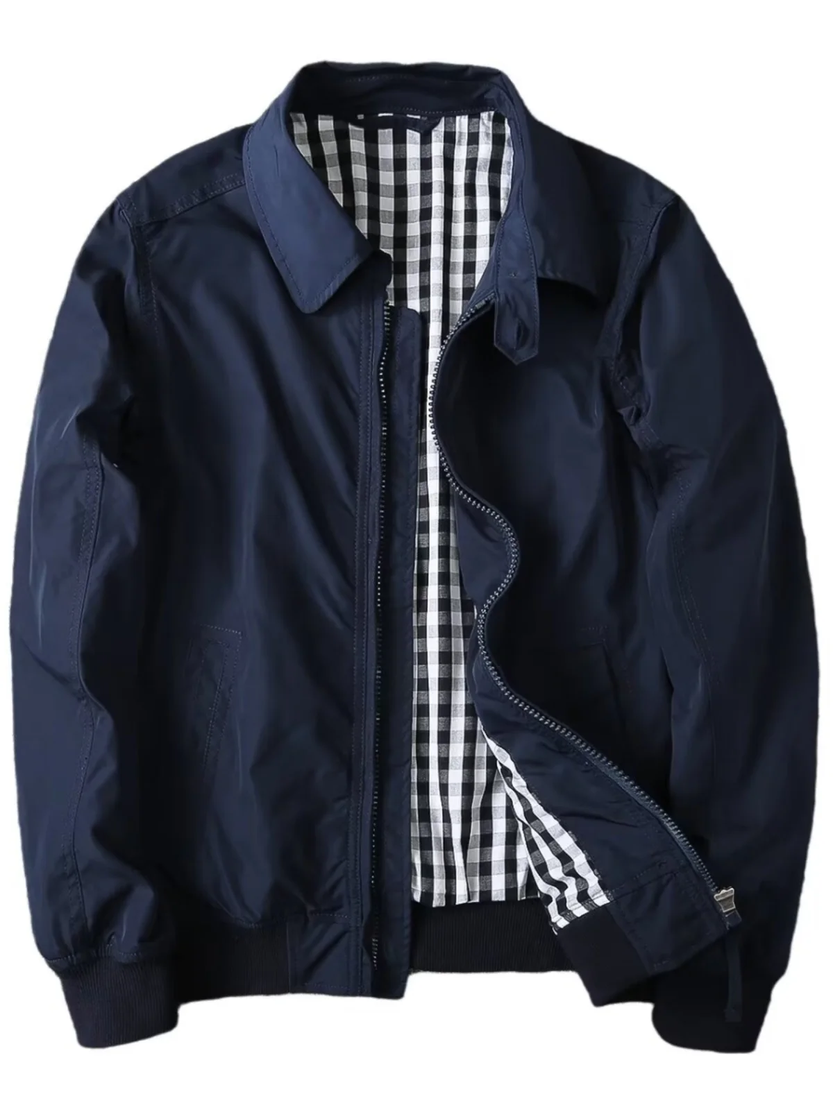 

Japanese Sle Simple Flip-Collar Jaet Men's New 2025 American Retro Casual Outerwear Loose Fit Zipper Decoration Windproof