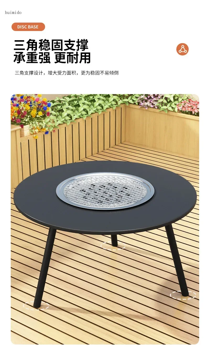 Outdoor folding table Camping barbecue table Household outdoor picnic Portable grill Charcoal stove Enclosed stove Tea table