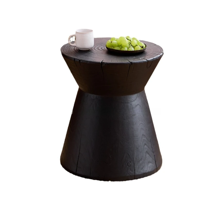 

Black carbonized wood pier log coffee table bed and breakfast furniture bedside corner ornament