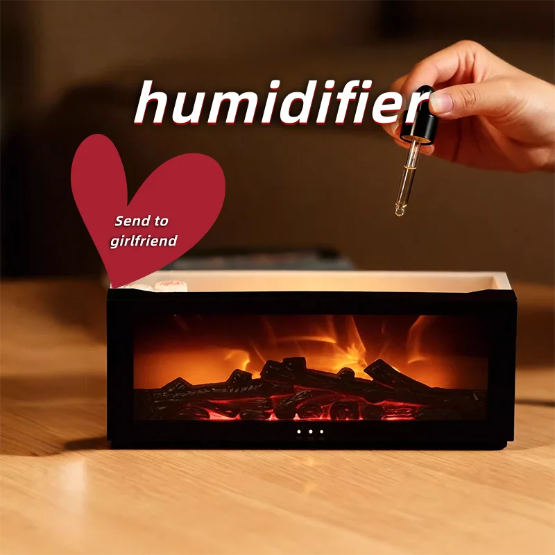 Humidificateur d'air huiles essentielles humidificateurs maison arôme humidificateur flamme diffuseur de parfum automatique avec lumière LED télécommande