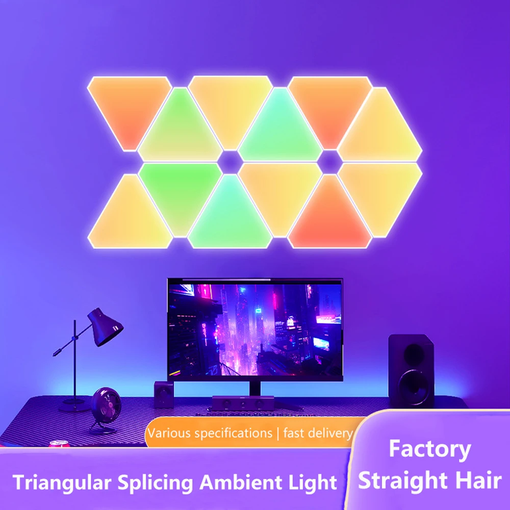 RGB Trójkątna Lampa Ścienna LED Kwantowa Lampa 5V USB WIFI Bluetooth Synchronizacja Muzyki Gra Oświetlenie Ambient Do Gier Sypialnia Sklep Dekoracja