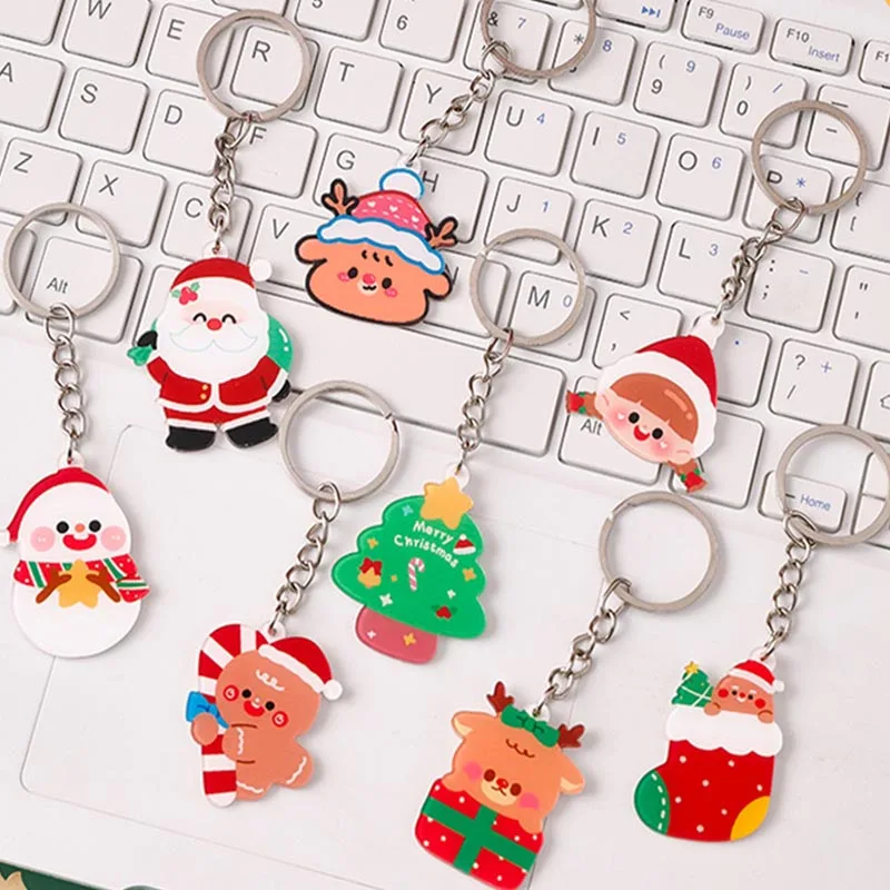 8pcs Festive Santa Reindeer Durable Key Ring for Backpack Accessories, Holiday Ornaments image 2