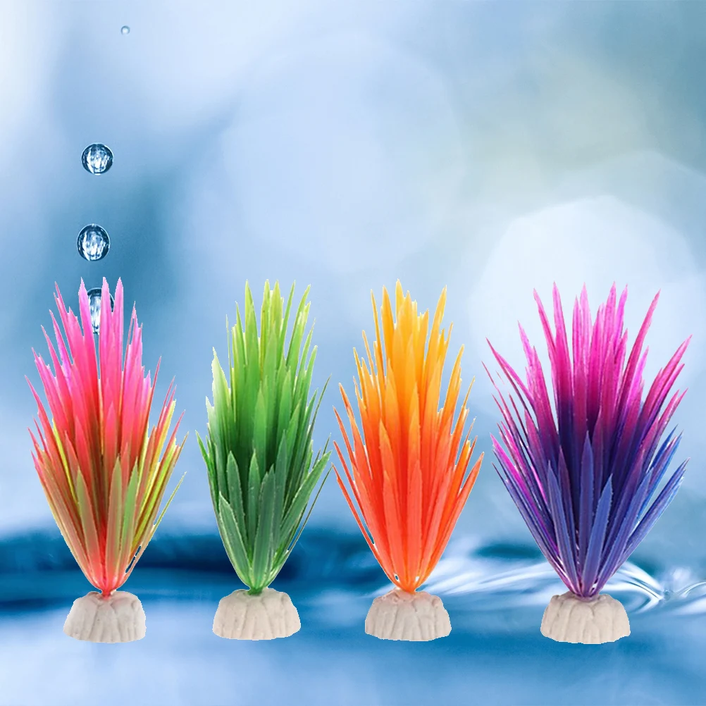 

4 pcs Lifelike Plastic Aquarium Plants Fish Tank Decorations Artificial Narcissus Mixed Color Non-Toxic Durable Easy Cleaning
