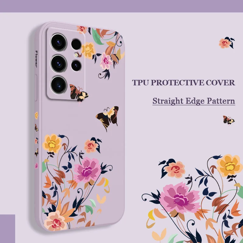 

Silent Flower Phone Case For Samsung Galaxy S25 S24 S23 S22 S21 S20 Ultra FE S10 S10E Plus Note 20 Ultra Silicone Cover