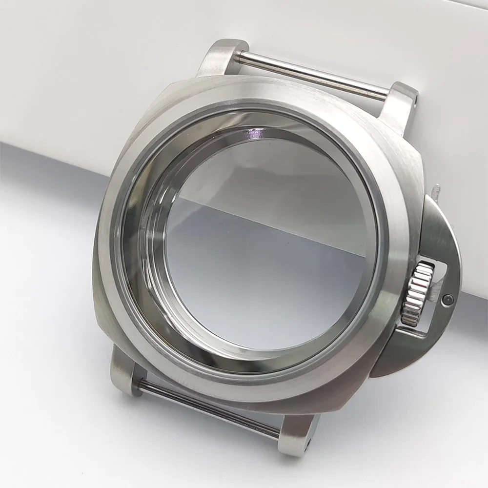 حافظة ساعة NH35 فضية 40 ملم حافظة كريستال ياقوت 5ATM مناسبة مع حافظة مقبض لقرص NH35 NH36 4R36 عيار 28.5 ملم.