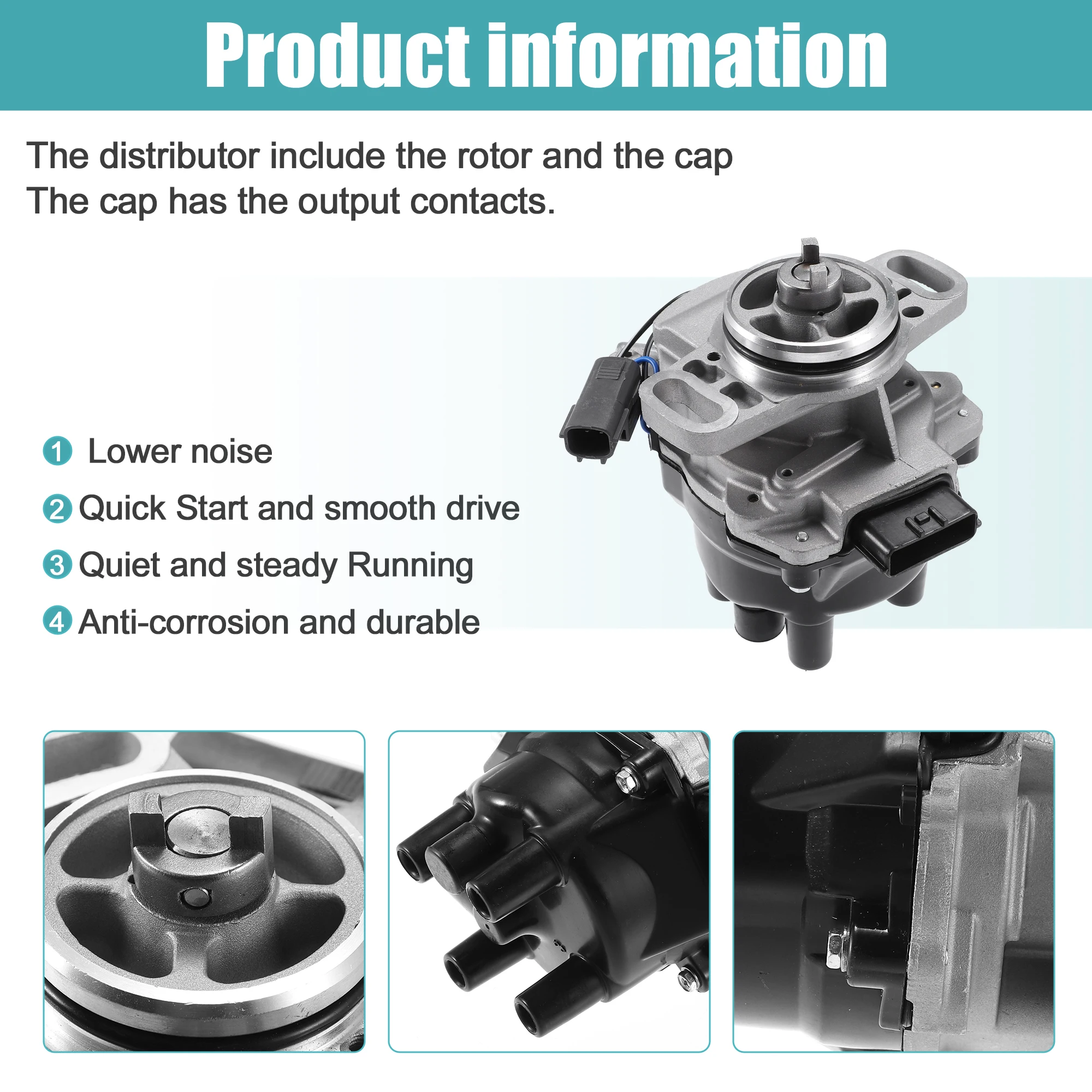 Distributore di accensione di ricambio Uxcell per Nissan Sentra 1995-1999 per Nissan 200SX 1995-1998 muslimw/Cap e rotore
