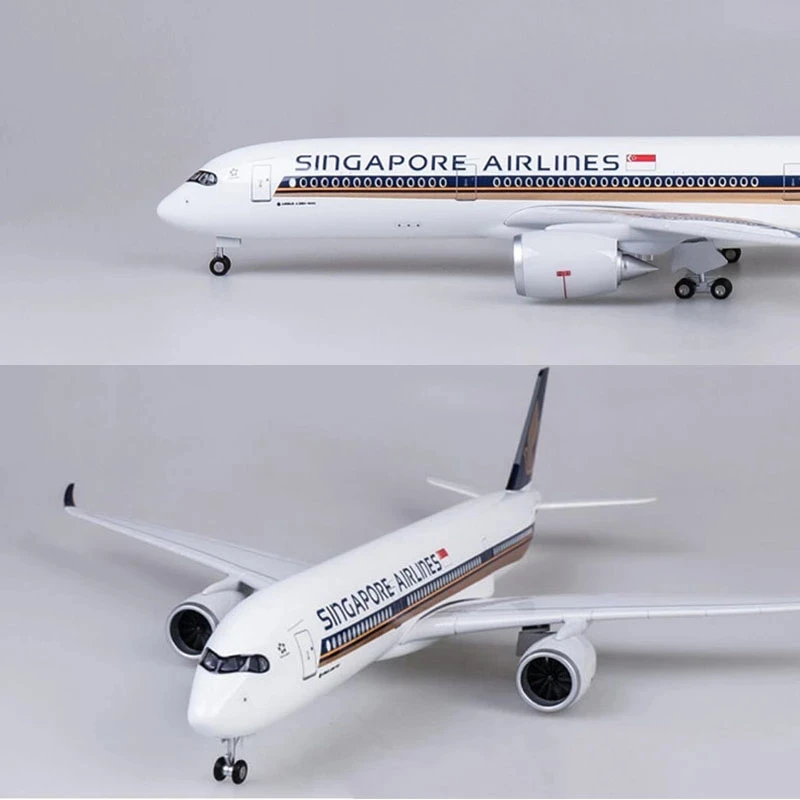 

47CM 1/142 Skala Pesawat Airbus A350 Singapore Airlines Model W Lampu & Roda Diecast Resin Plastik Pesawat Koleksi Dekorasi