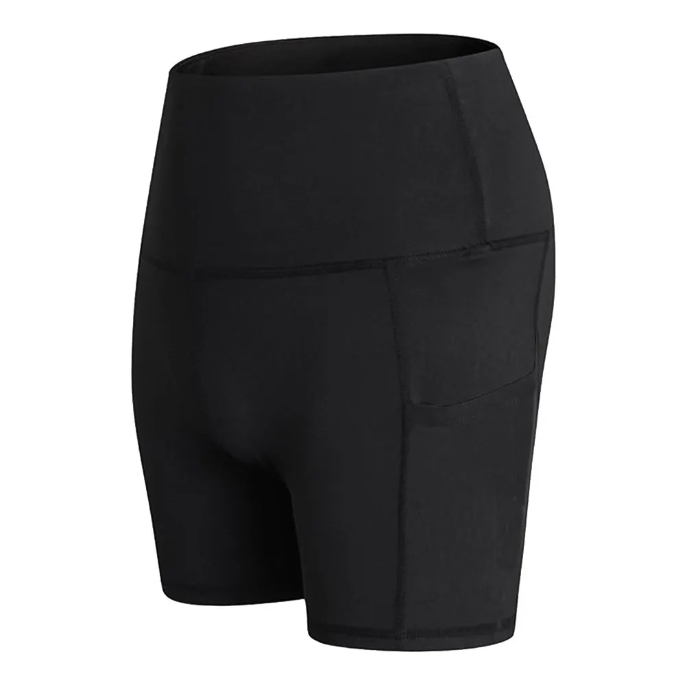 High Waist Yoga Shorts for Women Quick Dry Elastic Sports Shorts Trisection Length Side Pocket Design for Yoga Running Tennis